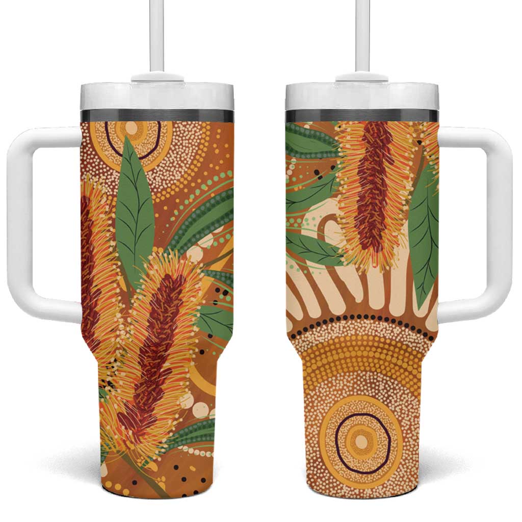 Australia Bottlebrush Tumbler With Handle Callistemon Aussie Native Flowers Indigenous Art - Aussie Hoodie