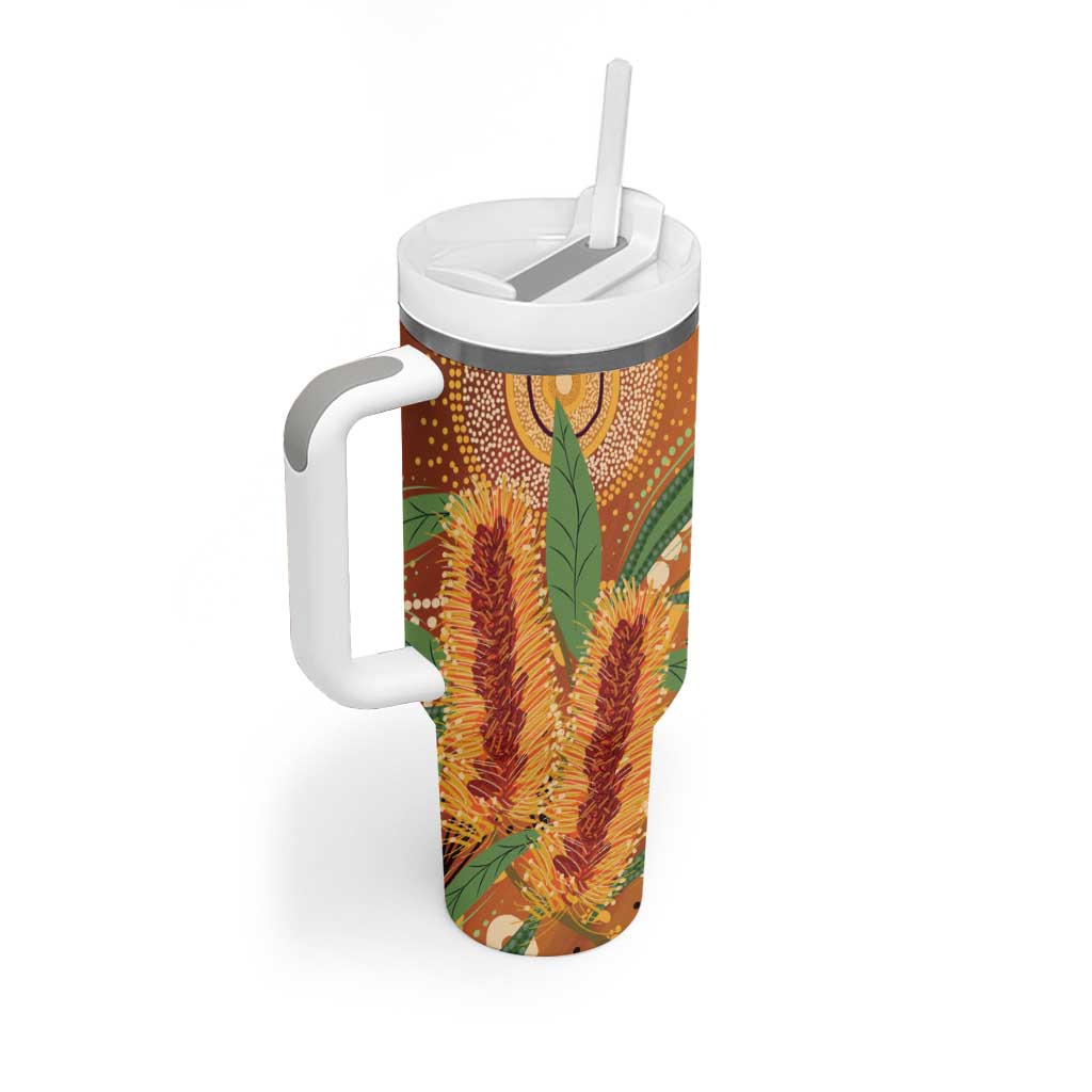 Australia Bottlebrush Tumbler With Handle Callistemon Aussie Native Flowers Indigenous Art - Aussie Hoodie