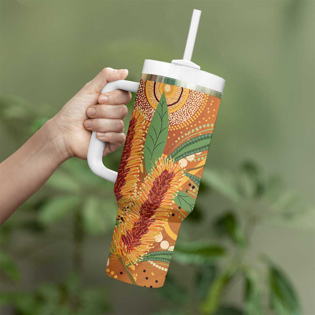 Australia Bottlebrush Tumbler With Handle Callistemon Aussie Native Flowers Indigenous Art - Aussie Hoodie