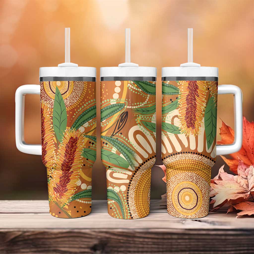 Australia Bottlebrush Tumbler With Handle Callistemon Aussie Native Flowers Indigenous Art - Aussie Hoodie