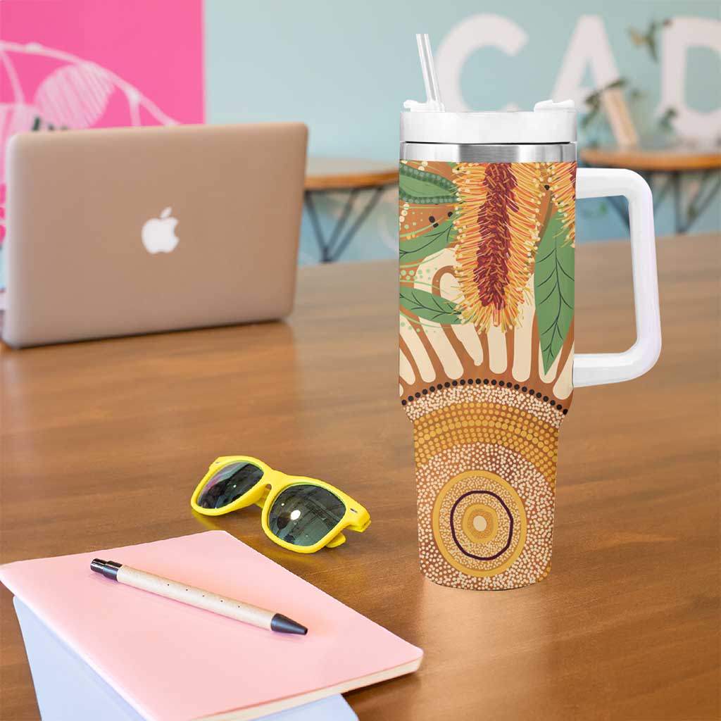 Australia Bottlebrush Tumbler With Handle Callistemon Aussie Native Flowers Indigenous Art - Aussie Hoodie
