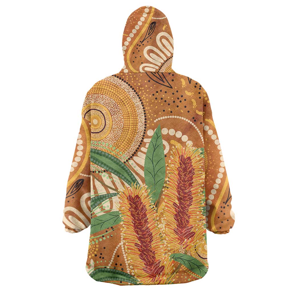 Australia Bottlebrush Wearable Blanket Hoodie Callistemon Aussie Native Flowers Indigenous Art - Aussie Hoodie