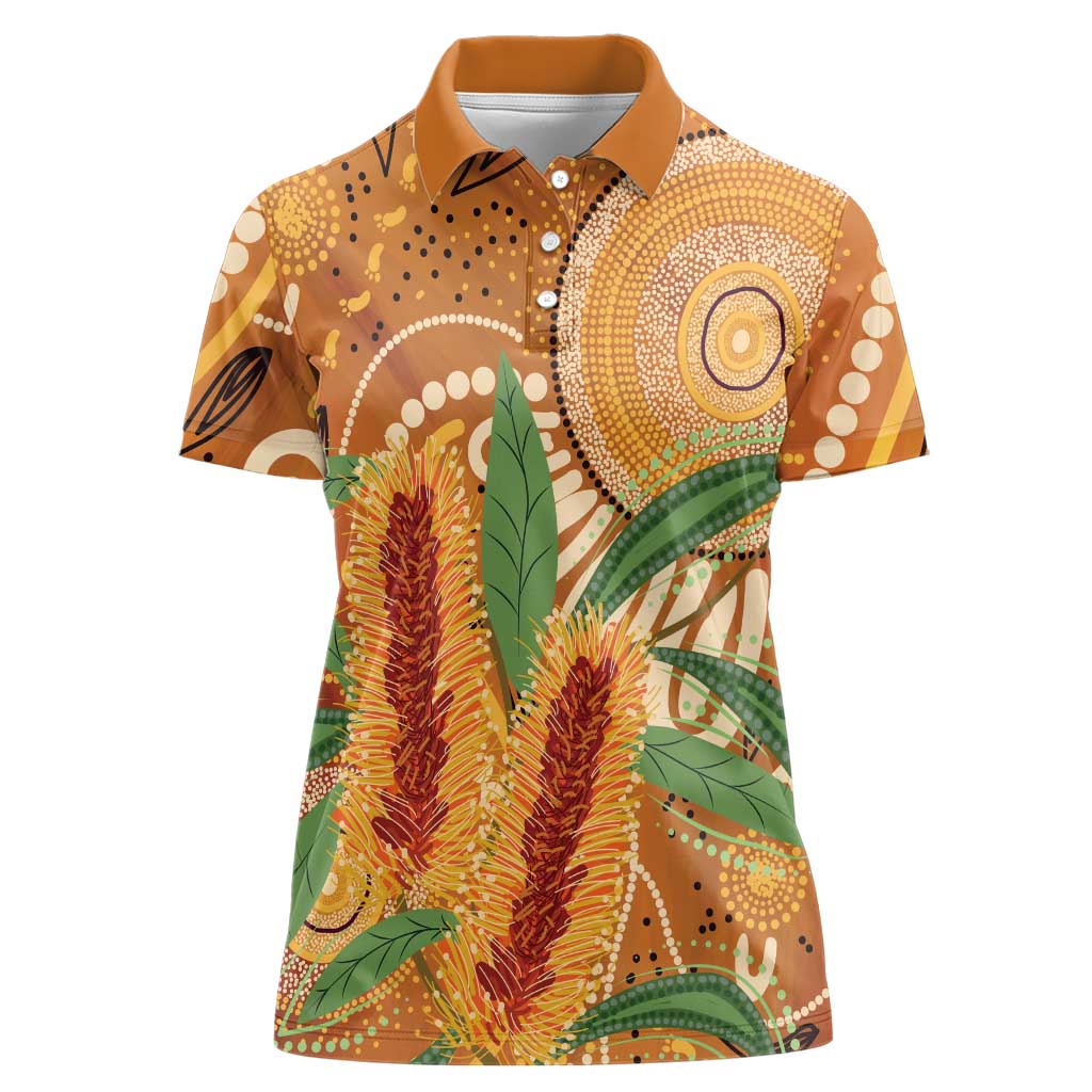 Australia Bottlebrush Women Polo Shirt Callistemon Aussie Native Flowers Indigenous Art - Aussie Hoodie