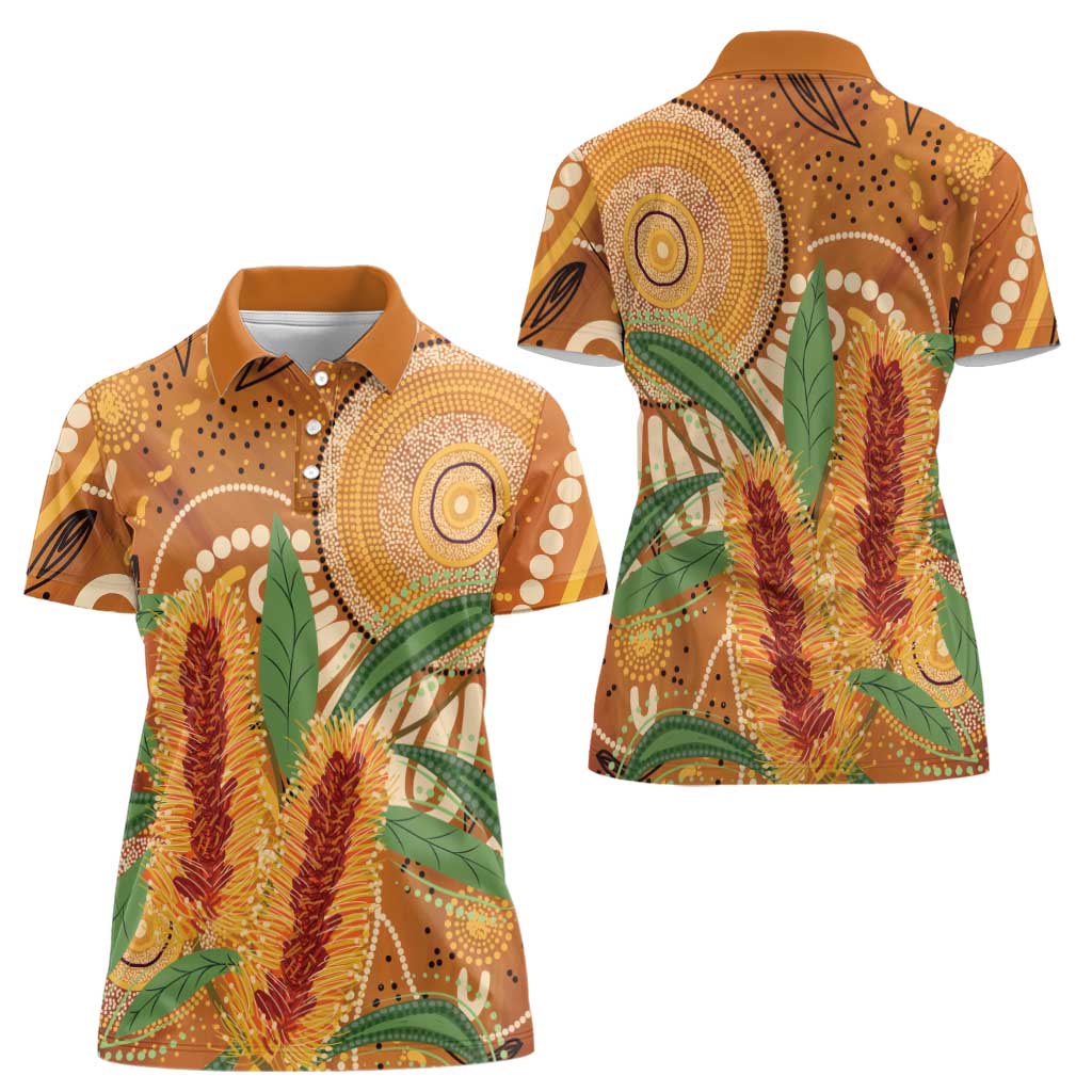 Australia Bottlebrush Women Polo Shirt Callistemon Aussie Native Flowers Indigenous Art - Aussie Hoodie