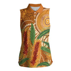 Australia Bottlebrush Women Sleeveless Polo Shirt Callistemon Aussie Native Flowers Indigenous Art - Aussie Hoodie