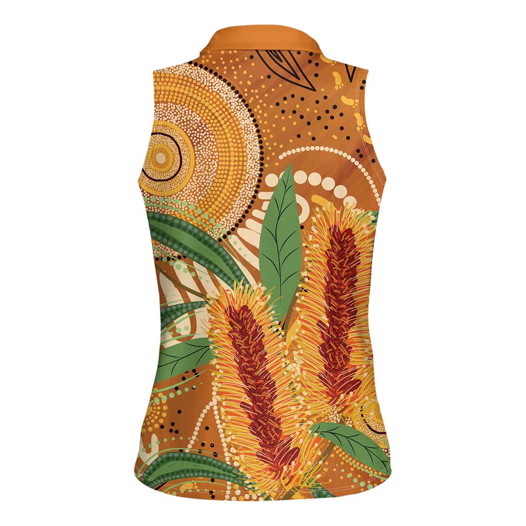 Australia Bottlebrush Women Sleeveless Polo Shirt Callistemon Aussie Native Flowers Indigenous Art - Aussie Hoodie