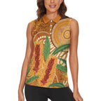 Australia Bottlebrush Women Sleeveless Polo Shirt Callistemon Aussie Native Flowers Indigenous Art - Aussie Hoodie