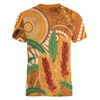 Australia Bottlebrush Women V-Neck T-Shirt Callistemon Aussie Native Flowers Indigenous Art - Aussie Hoodie