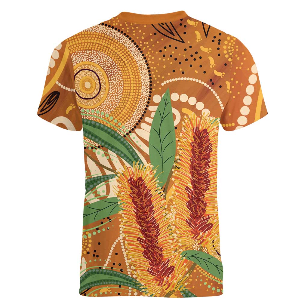 Australia Bottlebrush Women V-Neck T-Shirt Callistemon Aussie Native Flowers Indigenous Art - Aussie Hoodie