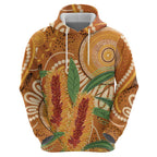 Australia Bottlebrush Zip Hoodie Callistemon Aussie Native Flowers Indigenous Art - Aussie Hoodie
