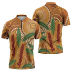 Australia Bottlebrush Zipper Polo Shirt Callistemon Aussie Native Flowers Indigenous Art - Aussie Hoodie