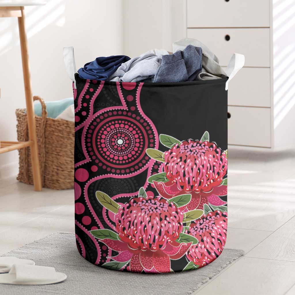Australia Waratah Laundry Basket Telopea Aussie Native Flowers Indigenous Art - Aussie Hoodie