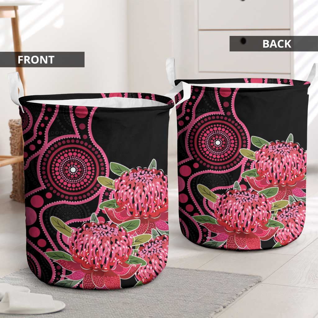 Australia Waratah Laundry Basket Telopea Aussie Native Flowers Indigenous Art - Aussie Hoodie