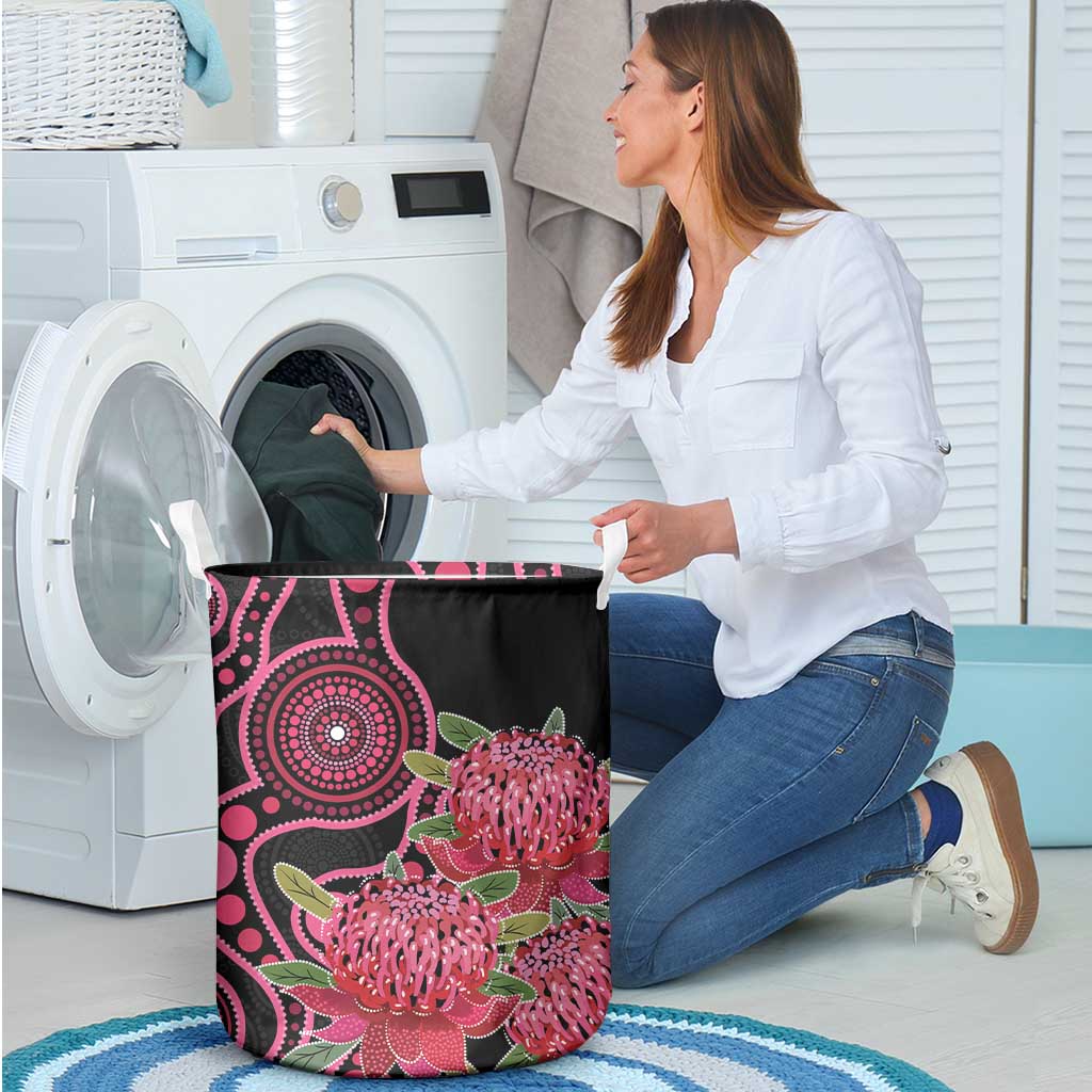 Australia Waratah Laundry Basket Telopea Aussie Native Flowers Indigenous Art - Aussie Hoodie