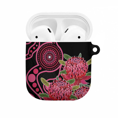 Australia Waratah AirPods Case Telopea Aussie Native Flowers Indigenous Art - Aussie Hoodie