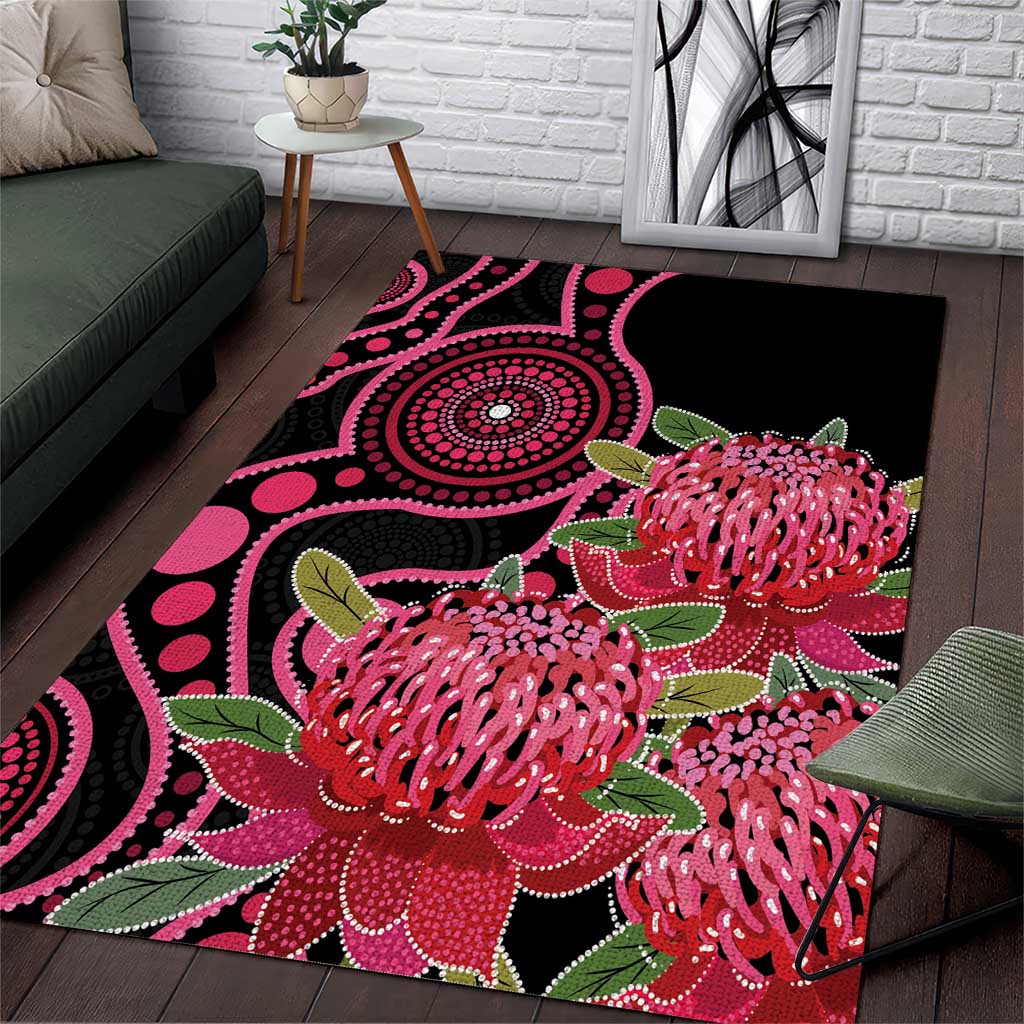 Australia Waratah Area Rug Telopea Aussie Native Flowers Indigenous Art - Aussie Hoodie