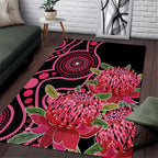 Australia Waratah Area Rug Telopea Aussie Native Flowers Indigenous Art - Aussie Hoodie
