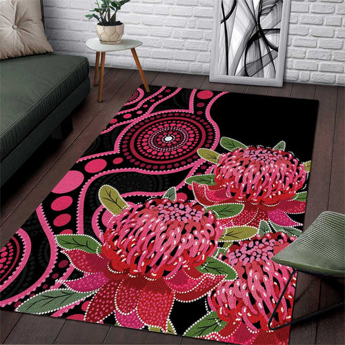 Australia Waratah Area Rug Telopea Aussie Native Flowers Indigenous Art - Aussie Hoodie