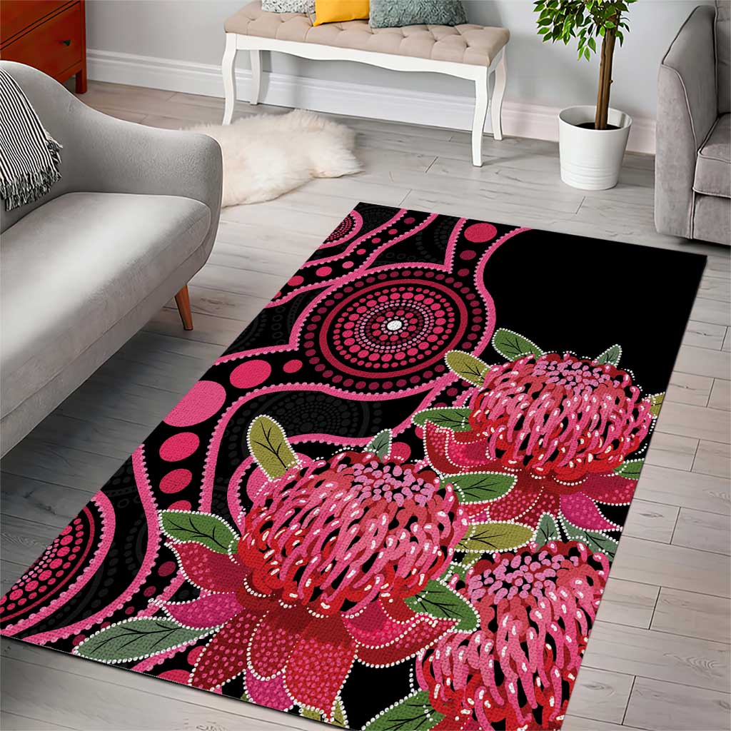 Australia Waratah Area Rug Telopea Aussie Native Flowers Indigenous Art - Aussie Hoodie