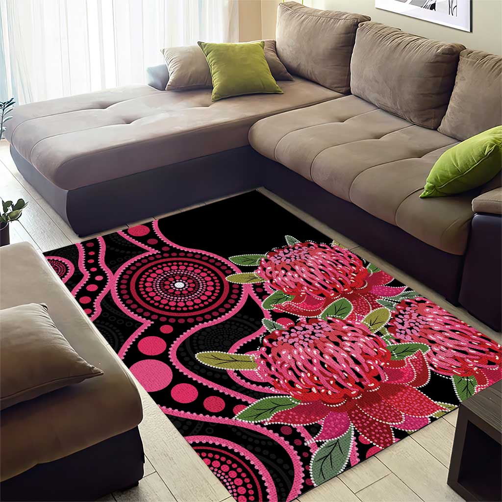 Australia Waratah Area Rug Telopea Aussie Native Flowers Indigenous Art - Aussie Hoodie