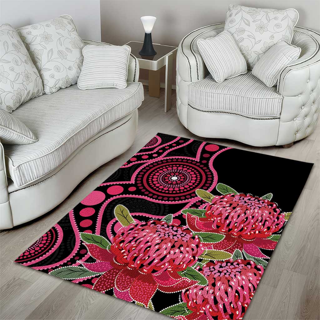 Australia Waratah Area Rug Telopea Aussie Native Flowers Indigenous Art - Aussie Hoodie