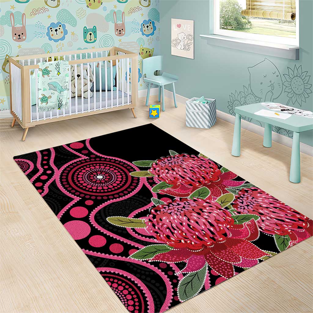 Australia Waratah Area Rug Telopea Aussie Native Flowers Indigenous Art - Aussie Hoodie