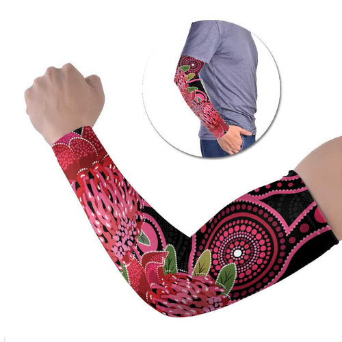 Australia Waratah Arm Sleeves Telopea Aussie Native Flowers Indigenous Art - Aussie Hoodie