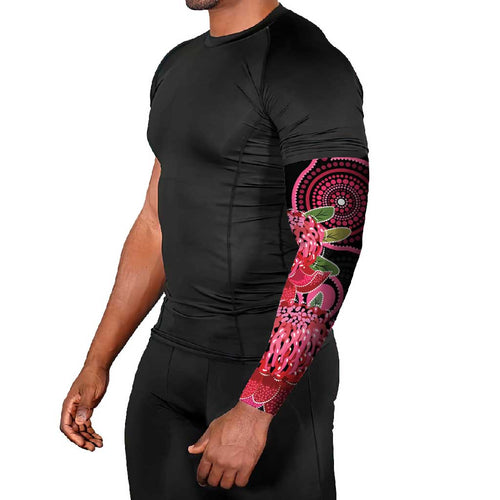 Australia Waratah Arm Sleeves Telopea Aussie Native Flowers Indigenous Art - Aussie Hoodie