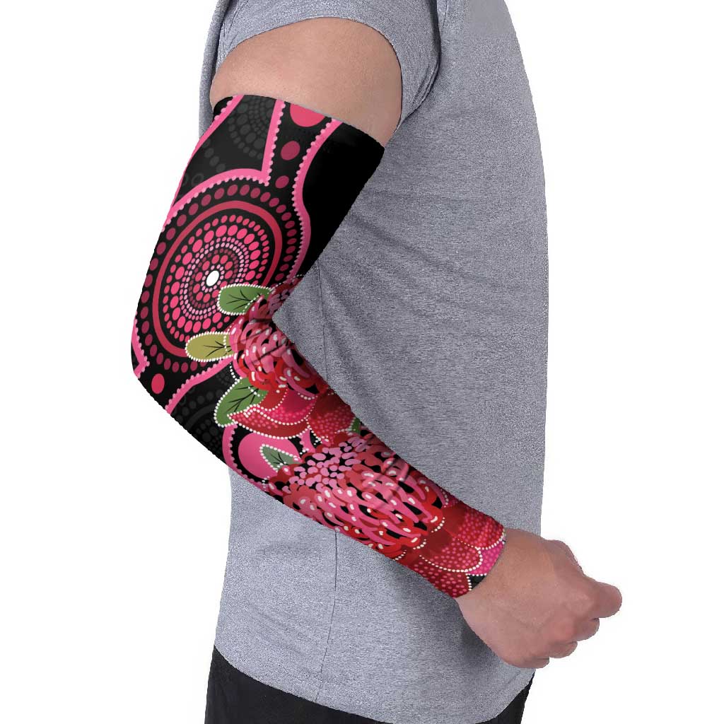 Australia Waratah Arm Sleeves Telopea Aussie Native Flowers Indigenous Art - Aussie Hoodie