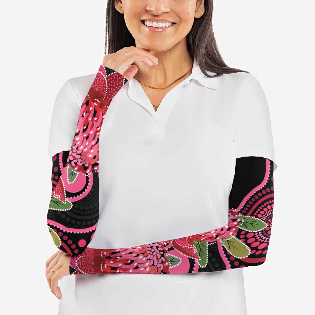 Australia Waratah Arm Sleeves Telopea Aussie Native Flowers Indigenous Art - Aussie Hoodie