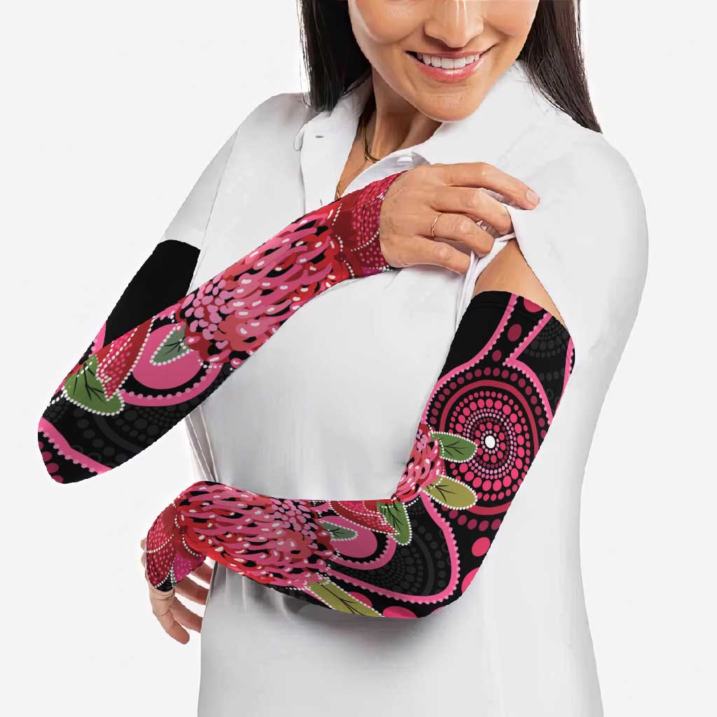 Australia Waratah Arm Sleeves Telopea Aussie Native Flowers Indigenous Art - Aussie Hoodie