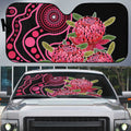 Australia Waratah Auto Sun Shade Telopea Aussie Native Flowers Indigenous Art - Aussie Hoodie