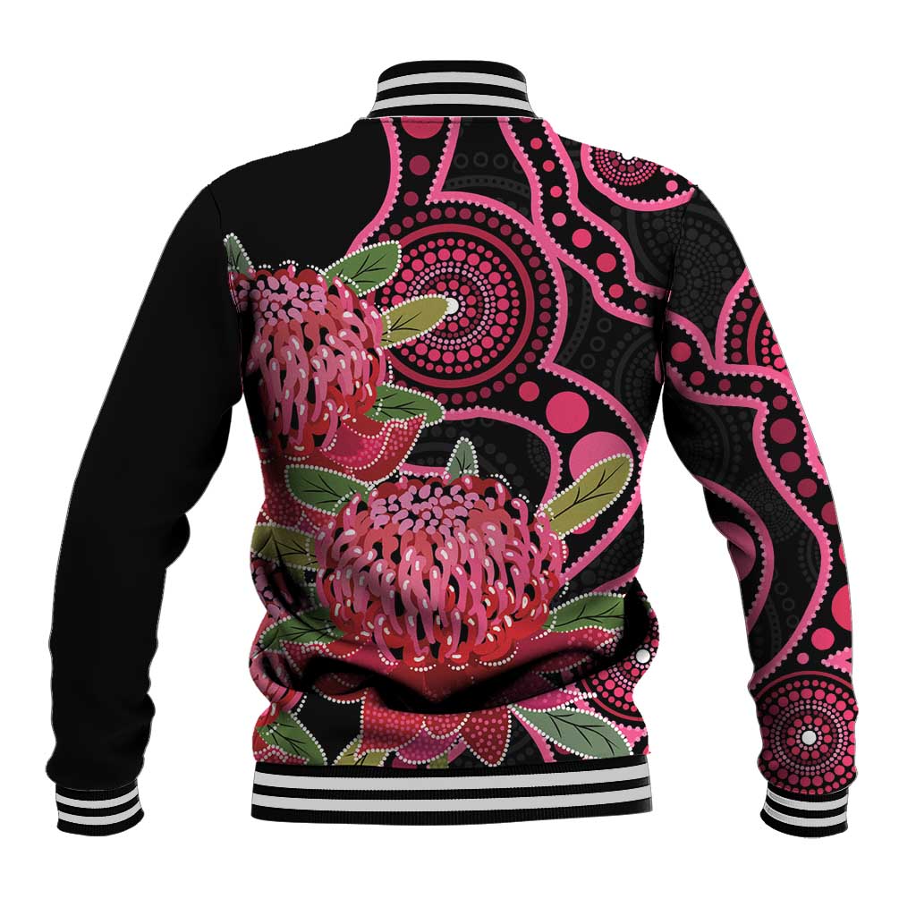 Australia Waratah Baseball Jacket Telopea Aussie Native Flowers Indigenous Art - Aussie Hoodie
