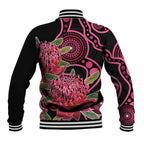 Australia Waratah Baseball Jacket Telopea Aussie Native Flowers Indigenous Art - Aussie Hoodie