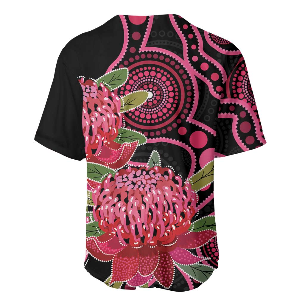 Australia Waratah Baseball Jersey Telopea Aussie Native Flowers Indigenous Art - Aussie Hoodie