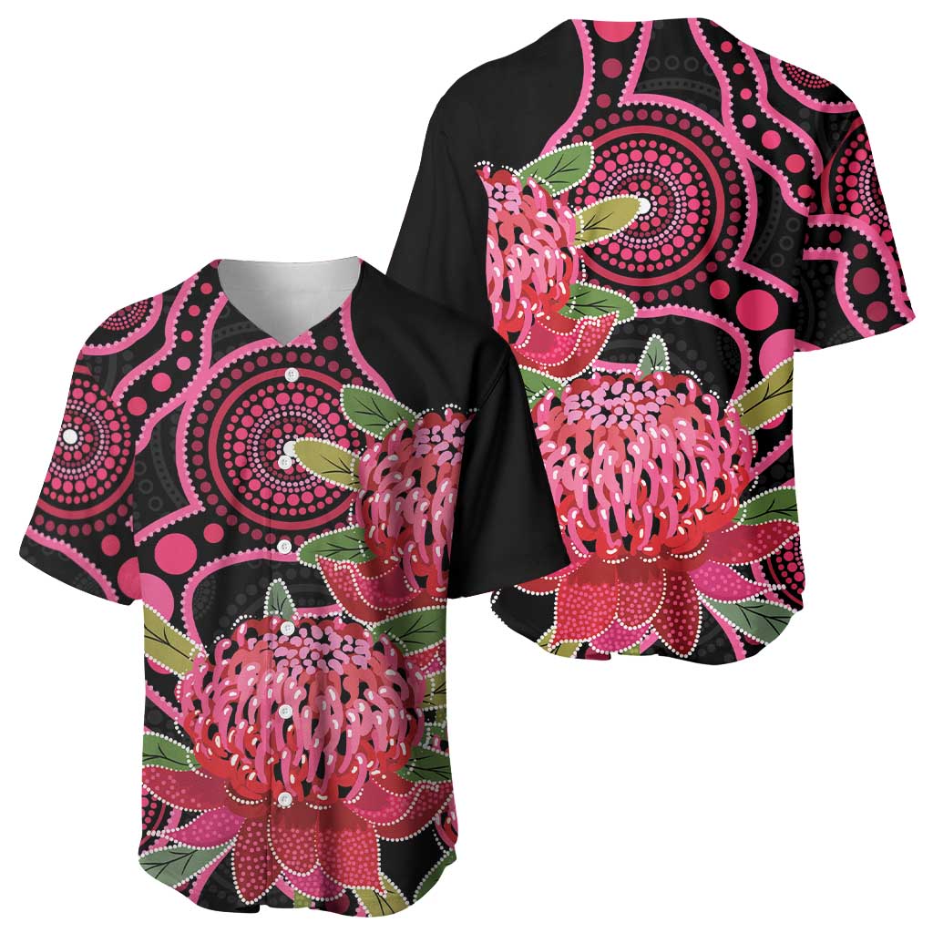 Australia Waratah Baseball Jersey Telopea Aussie Native Flowers Indigenous Art - Aussie Hoodie