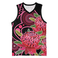 Australia Waratah Basketball Jersey Telopea Aussie Native Flowers Indigenous Art - Aussie Hoodie