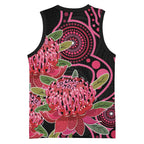 Australia Waratah Basketball Jersey Telopea Aussie Native Flowers Indigenous Art - Aussie Hoodie