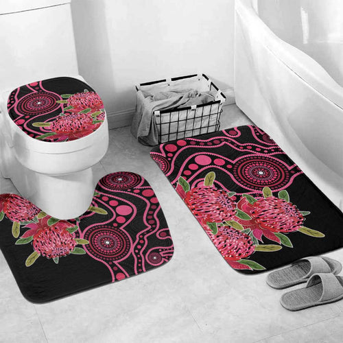 Australia Waratah Bathroom Set Telopea Aussie Native Flowers Indigenous Art - Aussie Hoodie