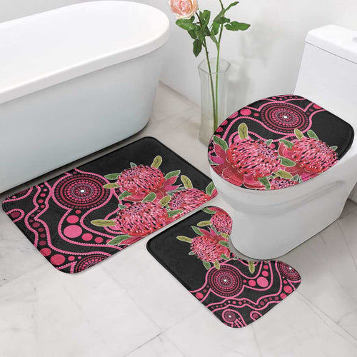 Australia Waratah Bathroom Set Telopea Aussie Native Flowers Indigenous Art - Aussie Hoodie