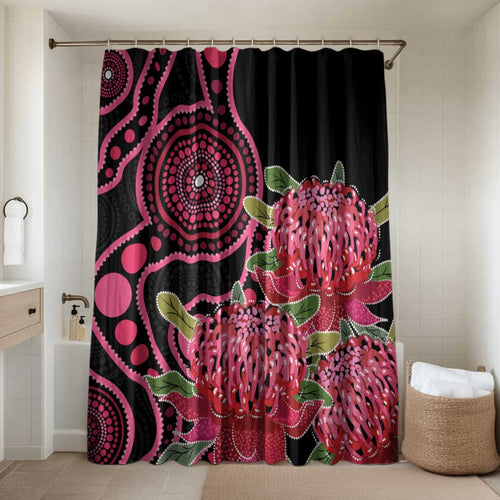 Australia Waratah Bathroom Set Telopea Aussie Native Flowers Indigenous Art - Aussie Hoodie
