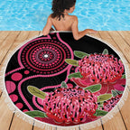 Australia Waratah Beach Blanket Telopea Aussie Native Flowers Indigenous Art - Aussie Hoodie