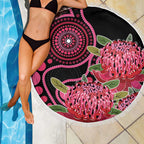 Australia Waratah Beach Blanket Telopea Aussie Native Flowers Indigenous Art - Aussie Hoodie