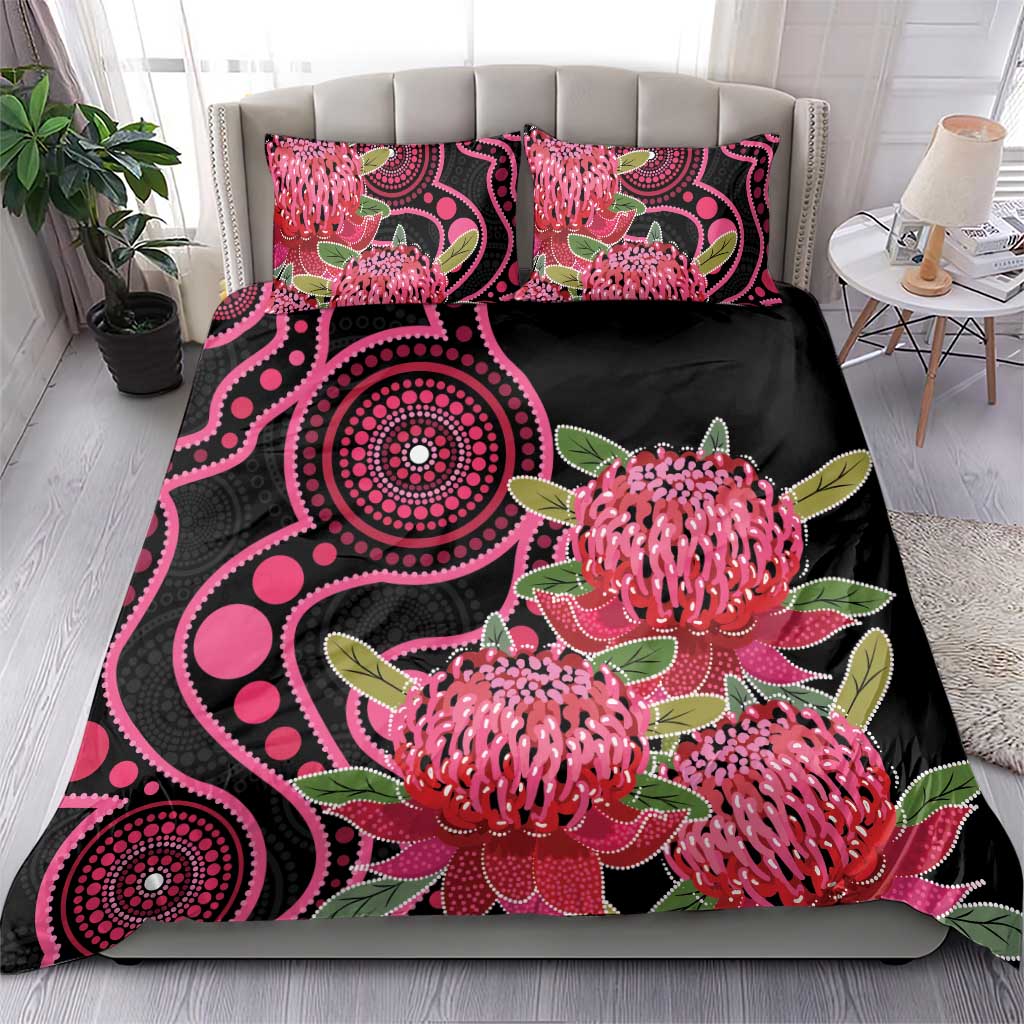 Australia Waratah Bedding Set Telopea Aussie Native Flowers Indigenous Art - Aussie Hoodie