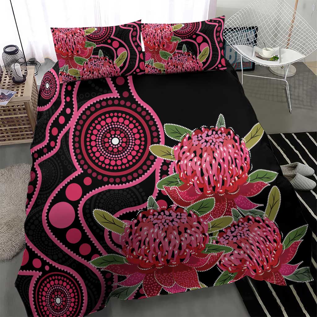 Australia Waratah Bedding Set Telopea Aussie Native Flowers Indigenous Art - Aussie Hoodie