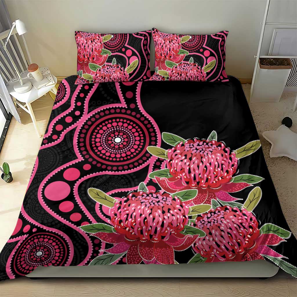 Australia Waratah Bedding Set Telopea Aussie Native Flowers Indigenous Art - Aussie Hoodie