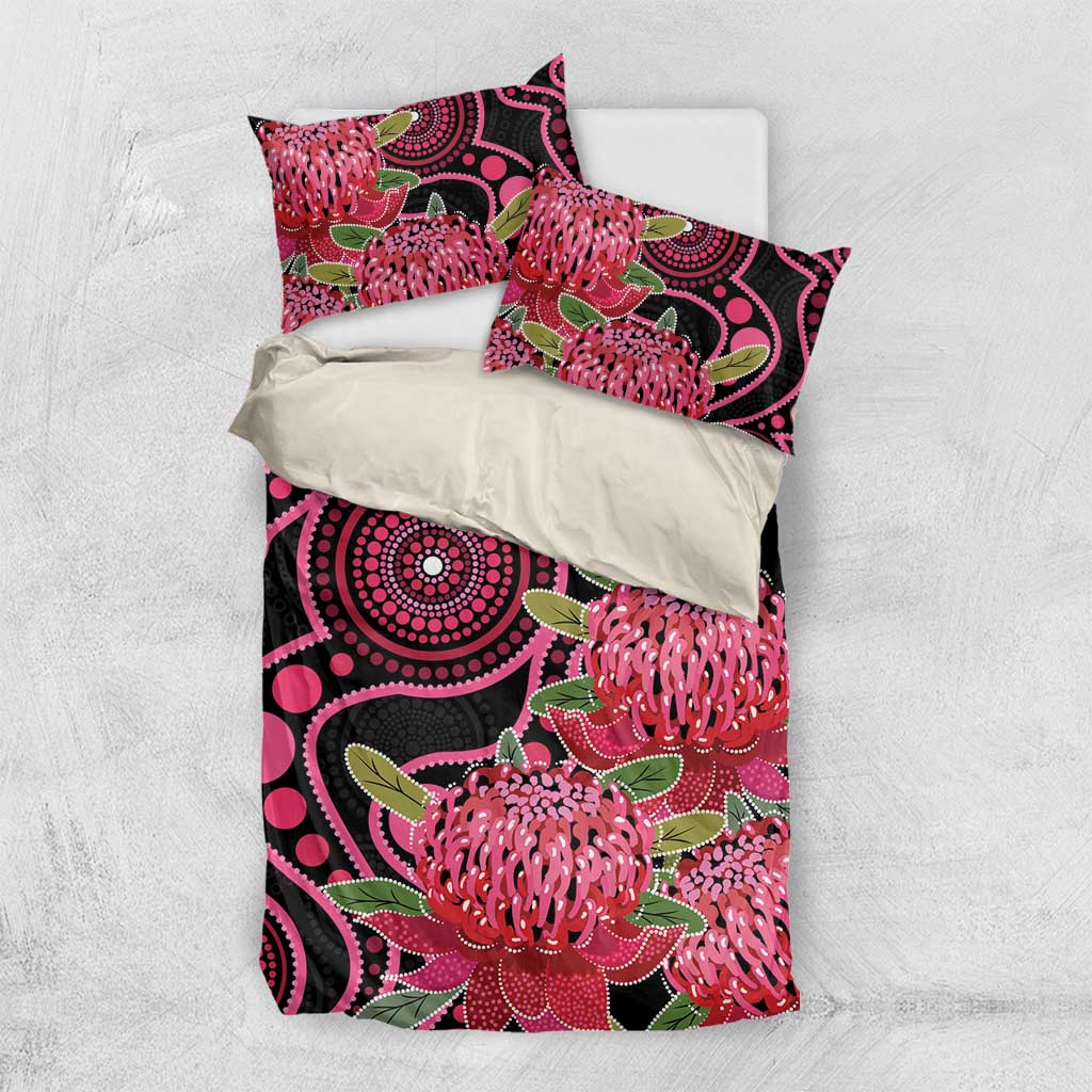 Australia Waratah Bedding Set Telopea Aussie Native Flowers Indigenous Art - Aussie Hoodie