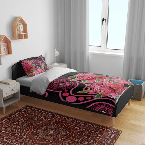 Australia Waratah Bedding Set Telopea Aussie Native Flowers Indigenous Art - Aussie Hoodie