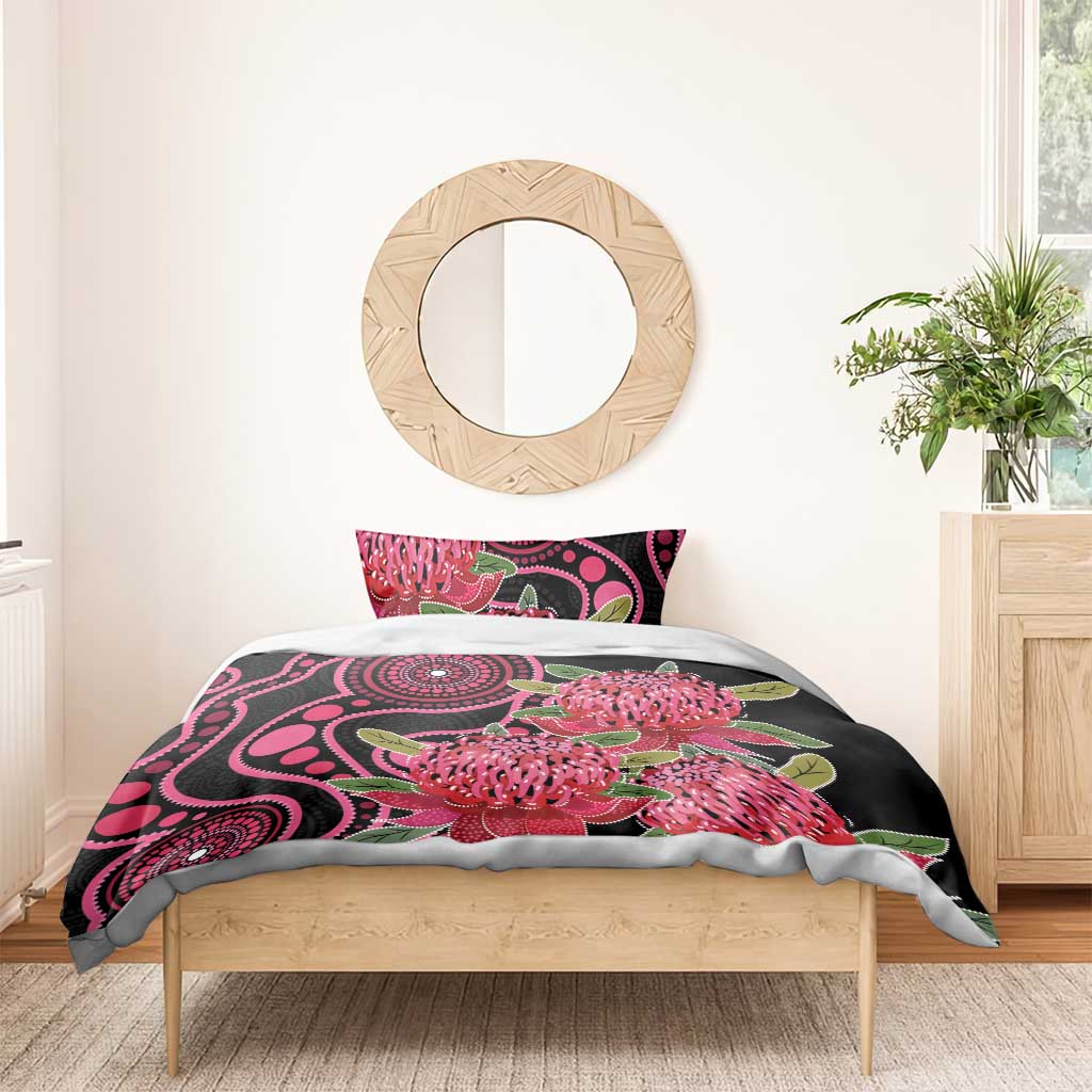 Australia Waratah Bedding Set Telopea Aussie Native Flowers Indigenous Art - Aussie Hoodie