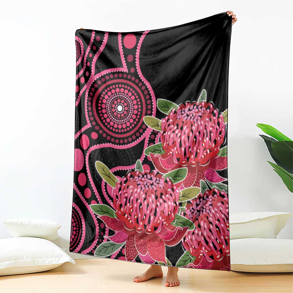 Australia Waratah Blanket Telopea Aussie Native Flowers Indigenous Art - Aussie Hoodie